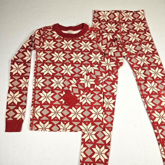 Hannah Andersson Snowflake Organic Cotton Pajama Set US SZ 10, 140cm Unisex FLAW - Picture 1 of 12